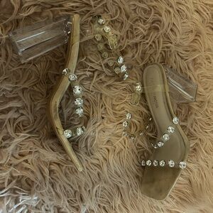 Fashion Nova Chunky Crystals heels - Clear